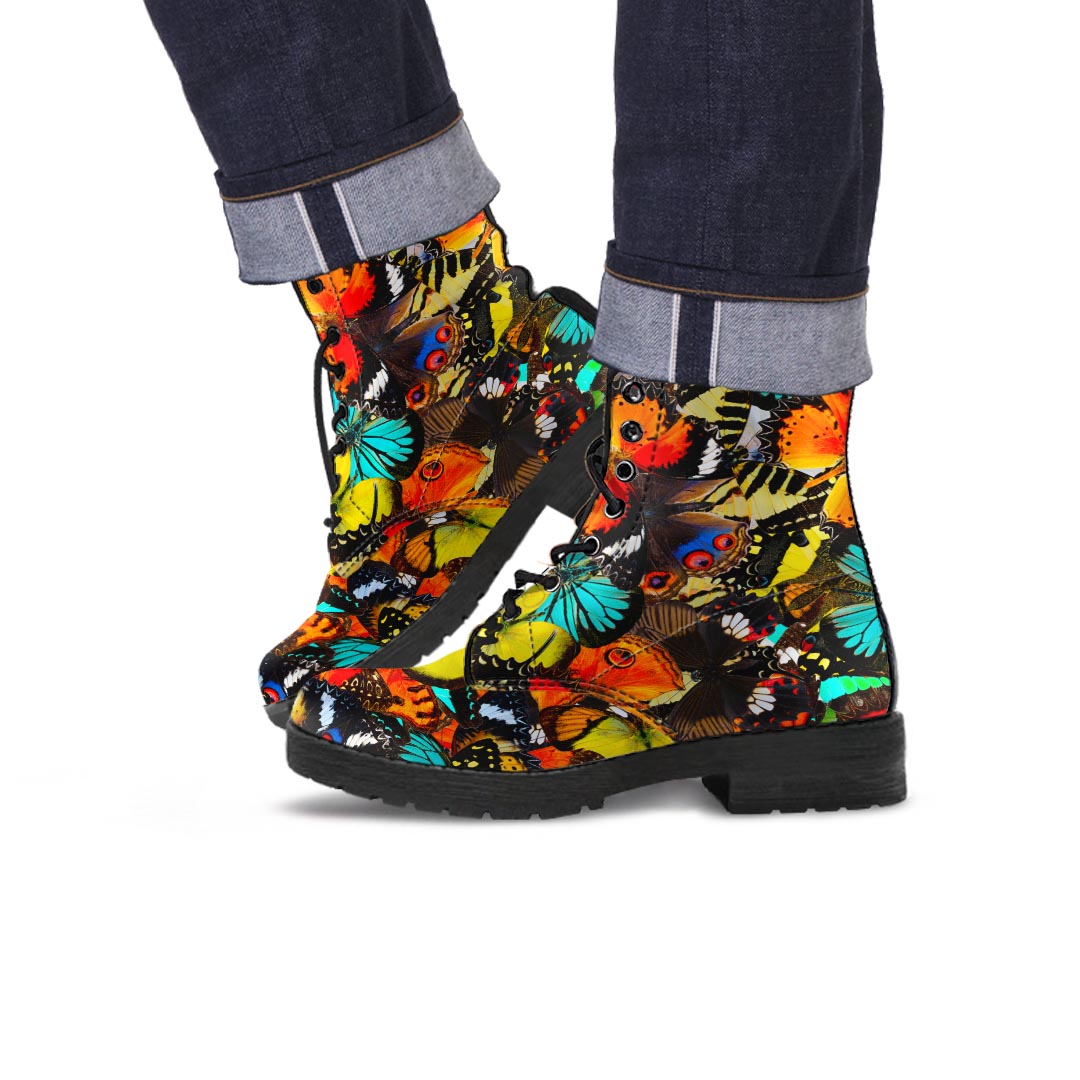 Abstract Colorful Butterfly Print Men's Boots-grizzshop