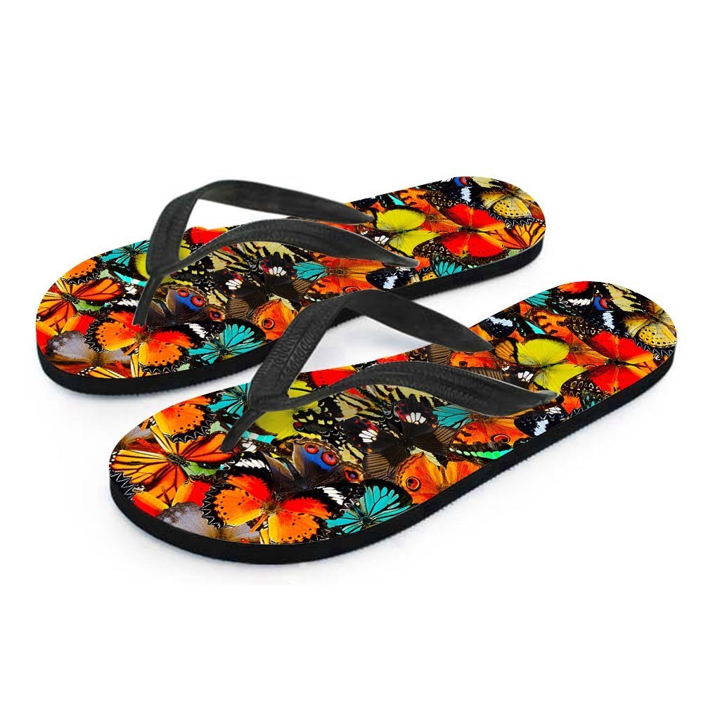 Abstract Colorful Butterfly Print Men's Flip Flops-grizzshop