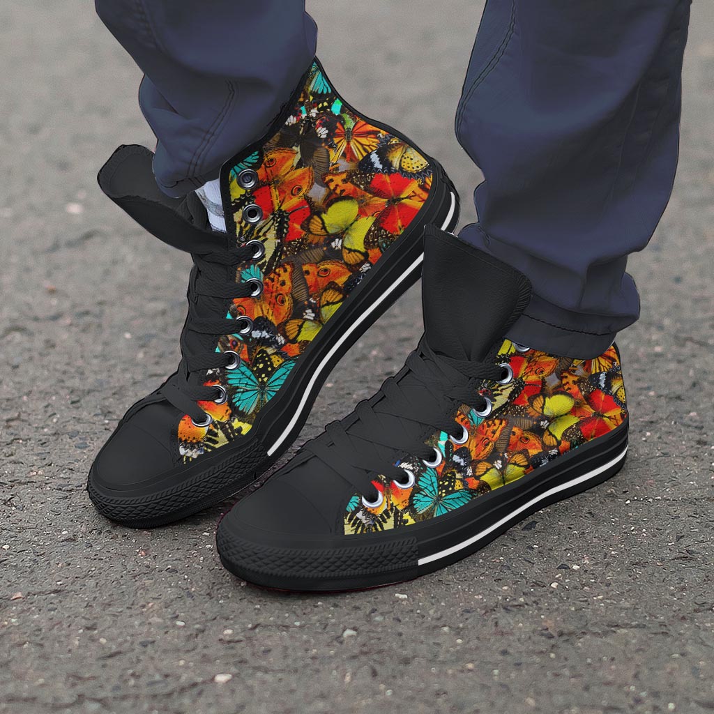 Abstract Colorful Butterfly Print Men's High Top Shoes-grizzshop