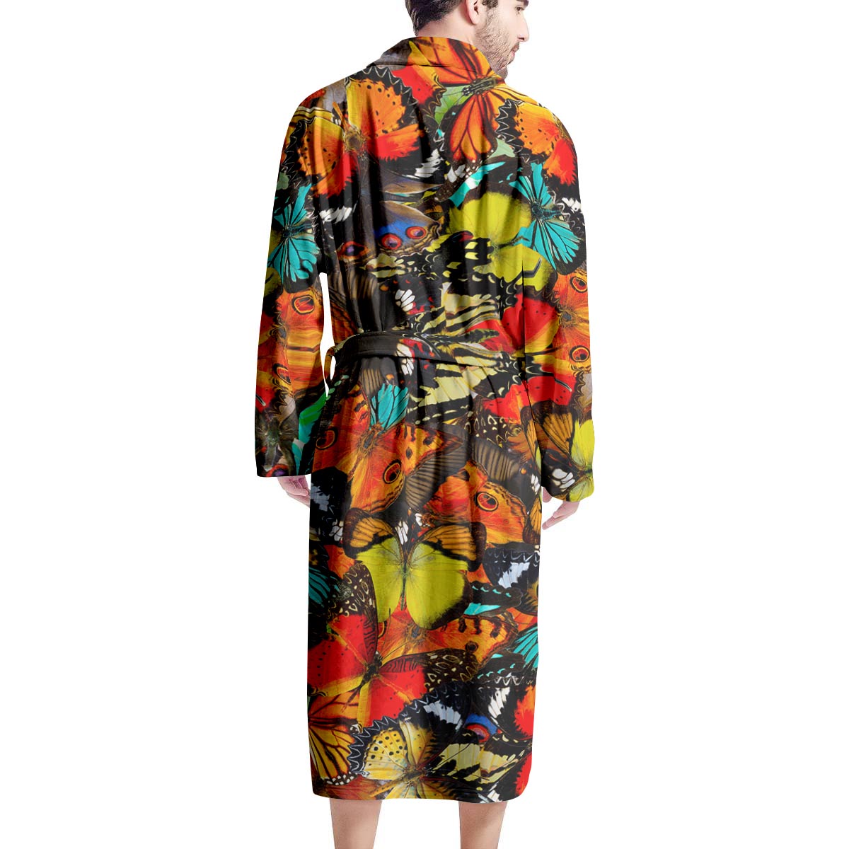 Abstract Colorful Butterfly Print Men's Robe-grizzshop