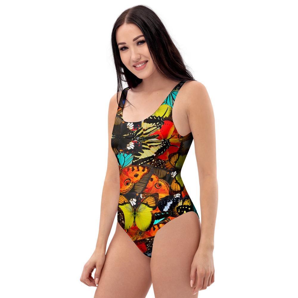 Abstract Colorful Butterfly Print One Piece Swimsuite-grizzshop