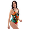 Abstract Colorful Butterfly Print One Piece Swimsuite-grizzshop