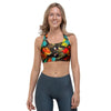 Abstract Colorful Butterfly Print Sports Bra-grizzshop