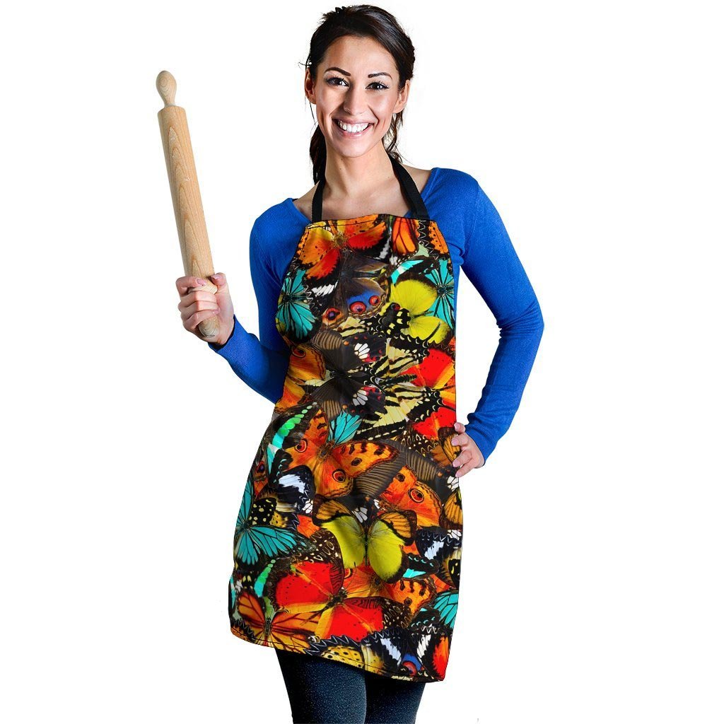 Abstract Colorful Butterfly Print Women's Apron-grizzshop
