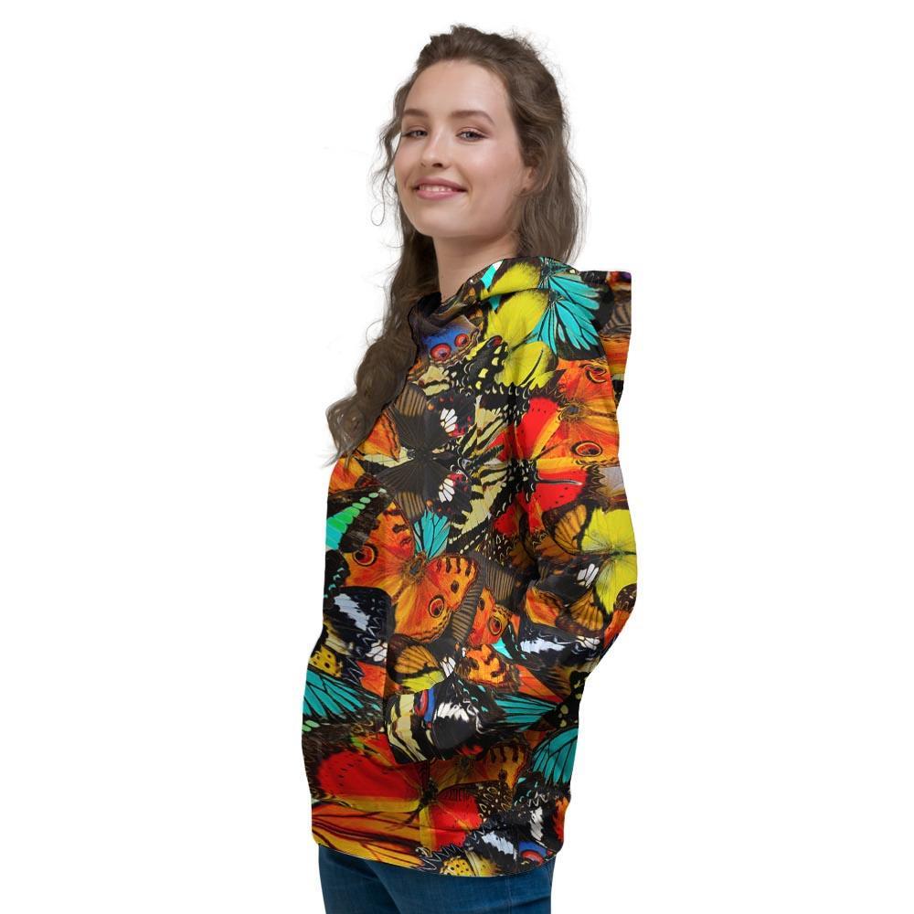Abstract Colorful Butterfly Print Women's Hoodie-grizzshop