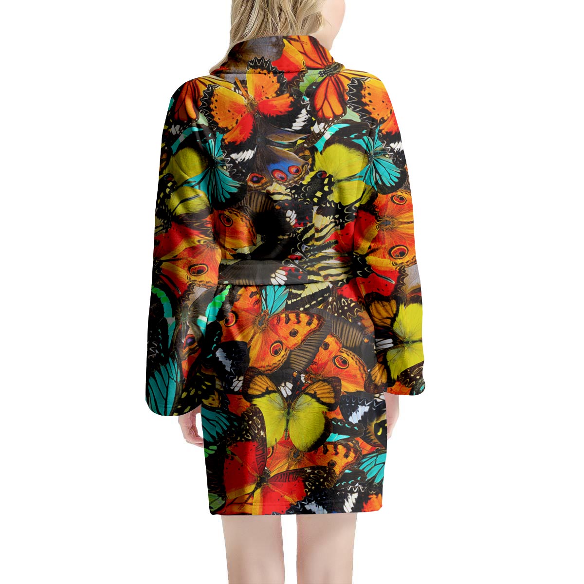 Abstract Colorful Butterfly Print Women's Robe-grizzshop