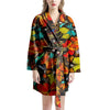 Abstract Colorful Butterfly Print Women's Robe-grizzshop