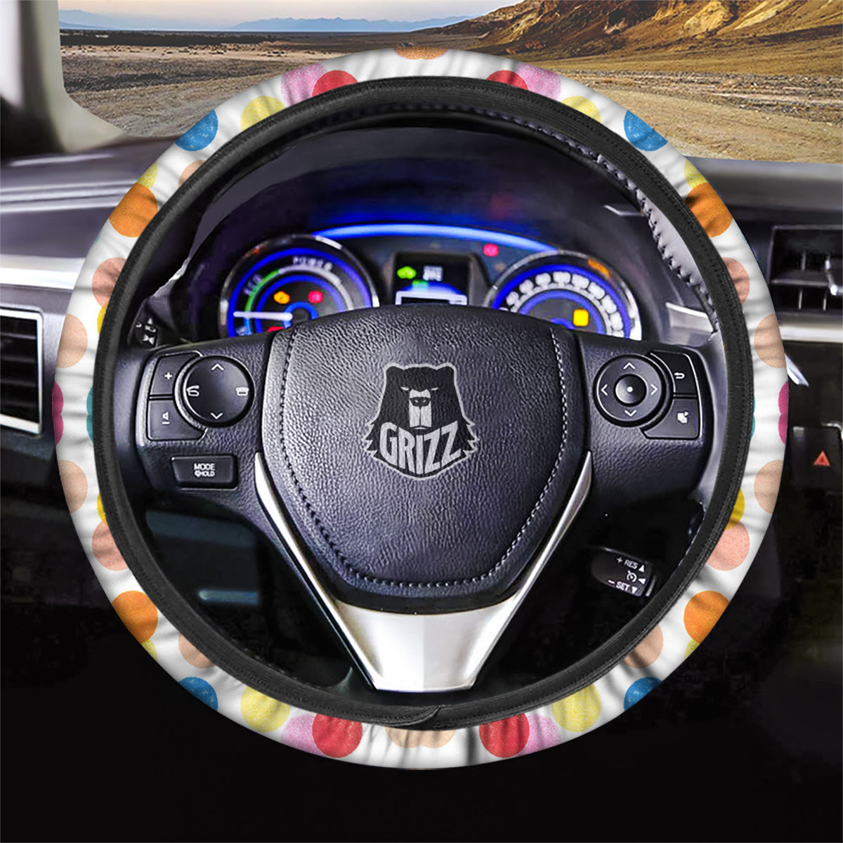 Abstract Colorful Polka Dots Print Pattern Car Steering Wheel Cover-grizzshop