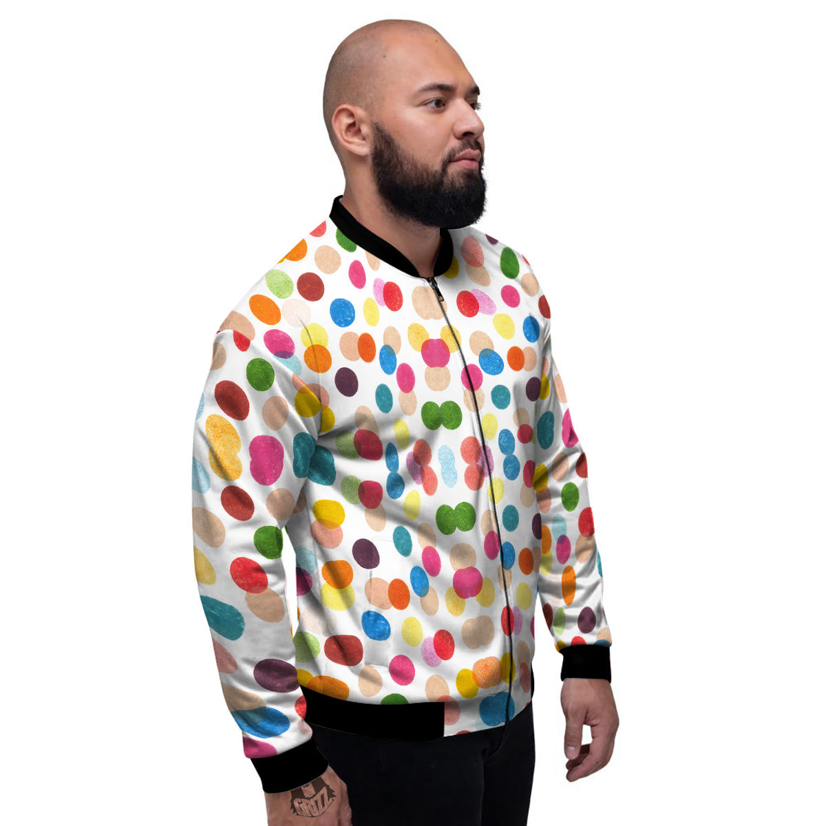 Abstract Colorful Polka Dots Print Pattern Men's Bomber Jacket-grizzshop
