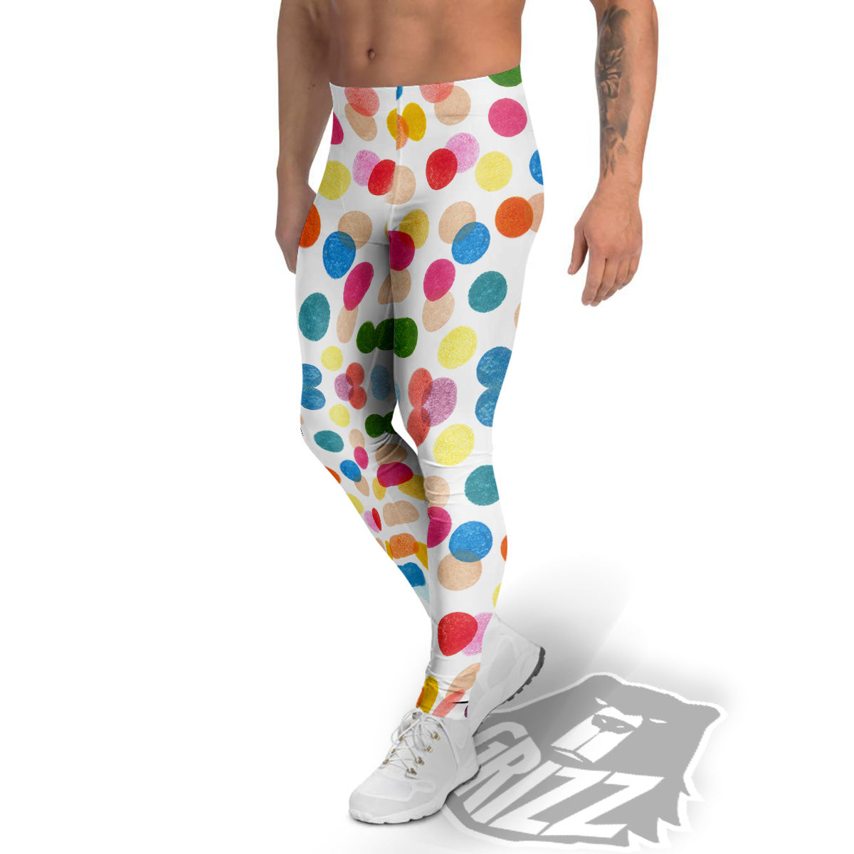 Abstract Colorful Polka Dots Print Pattern Men's Leggings-grizzshop
