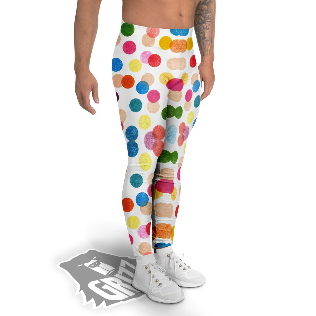 Abstract Colorful Polka Dots Print Pattern Men's Leggings-grizzshop