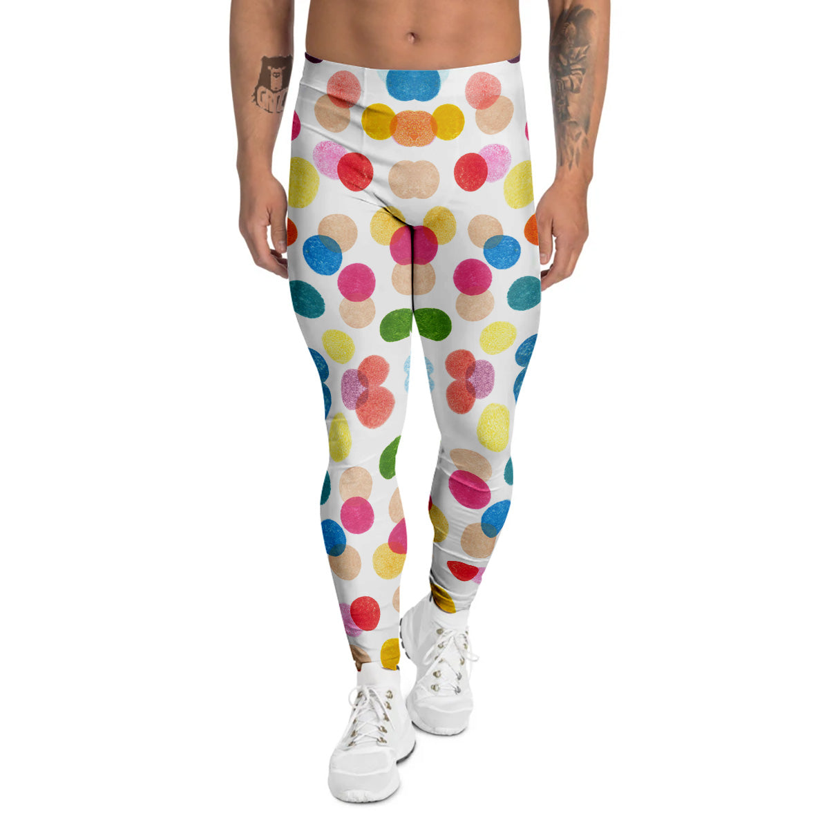 Abstract Colorful Polka Dots Print Pattern Men's Leggings-grizzshop