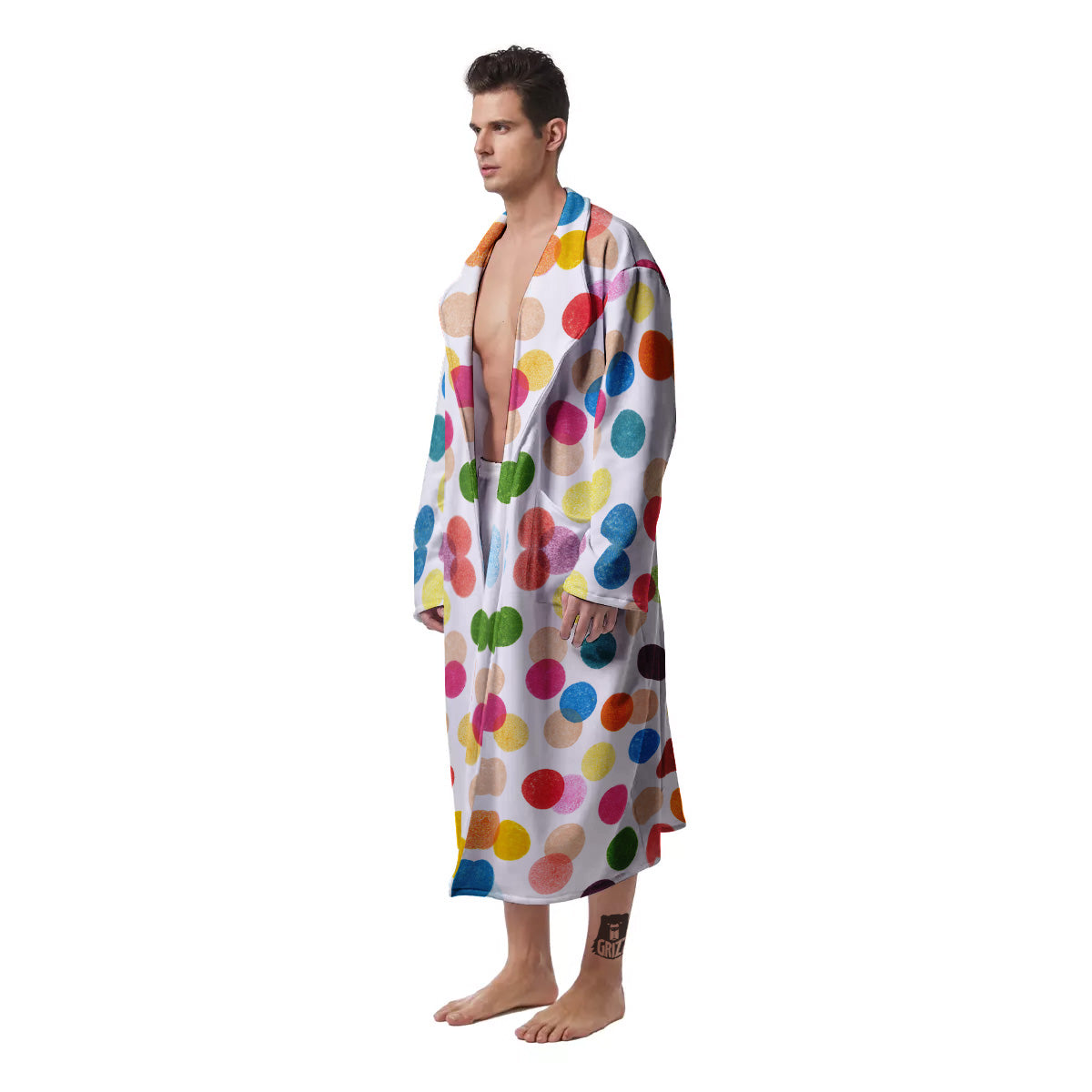 Abstract Colorful Polka Dots Print Pattern Men's Robe-grizzshop