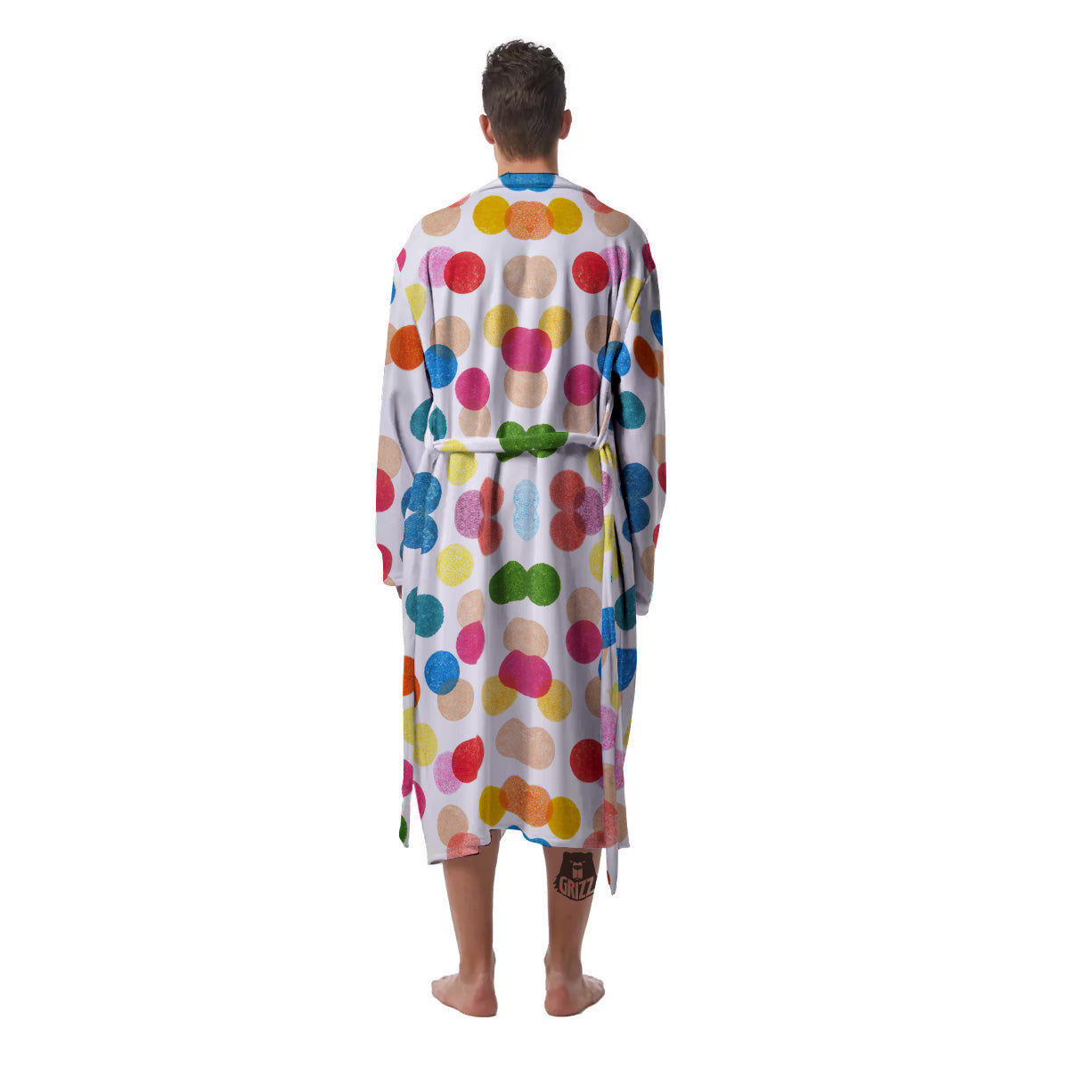 Abstract Colorful Polka Dots Print Pattern Men's Robe-grizzshop