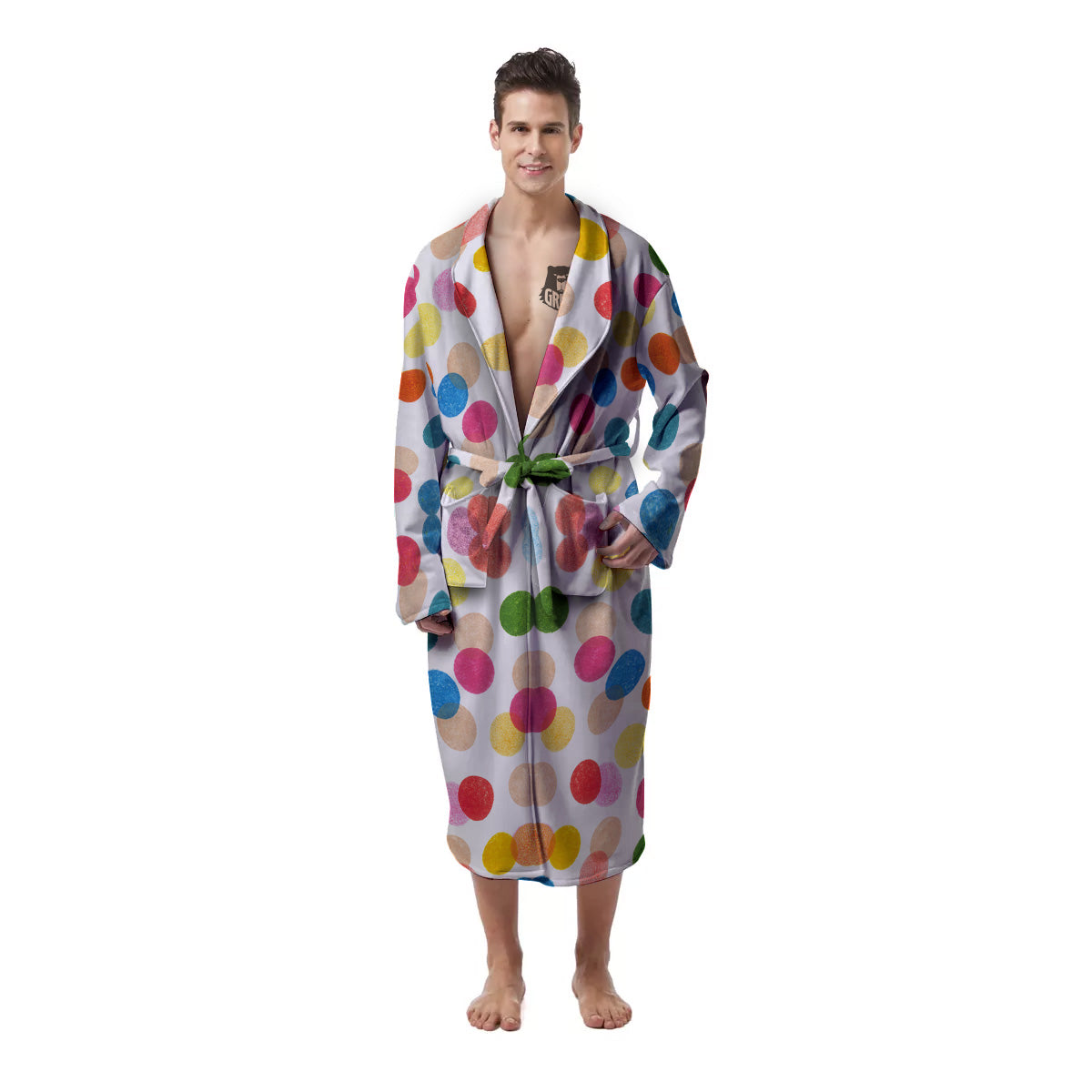 Abstract Colorful Polka Dots Print Pattern Men's Robe-grizzshop
