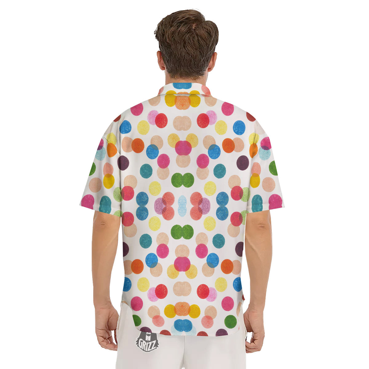 Abstract Colorful Polka Dots Print Pattern Men's Short Sleeve Shirts-grizzshop