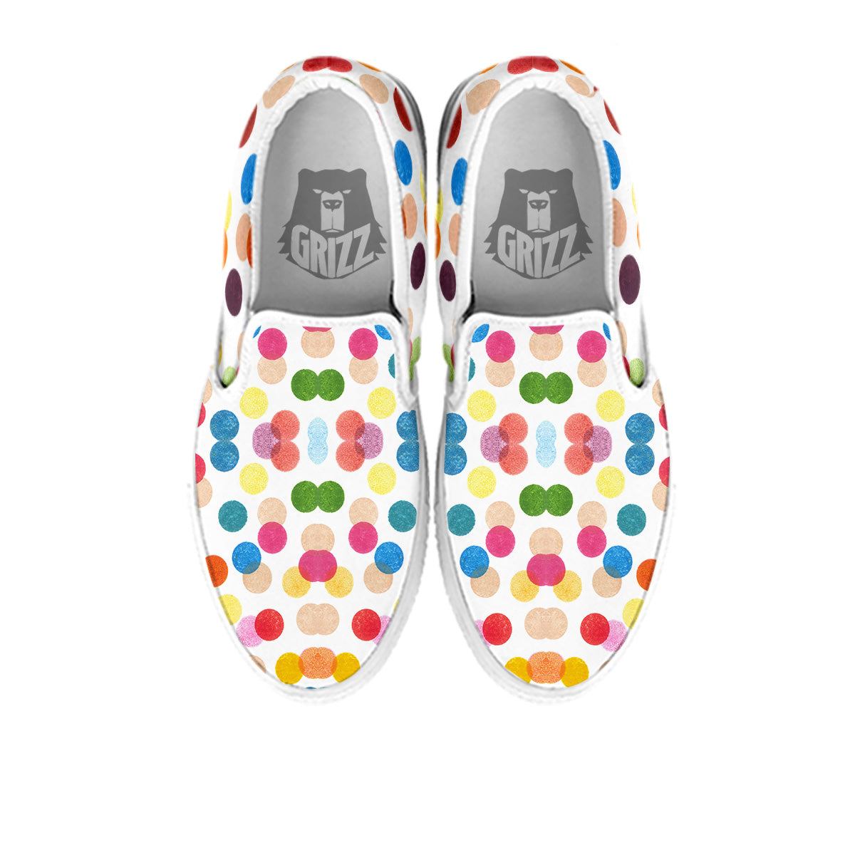 Abstract Colorful Polka Dots Print Pattern White Slip On Shoes-grizzshop