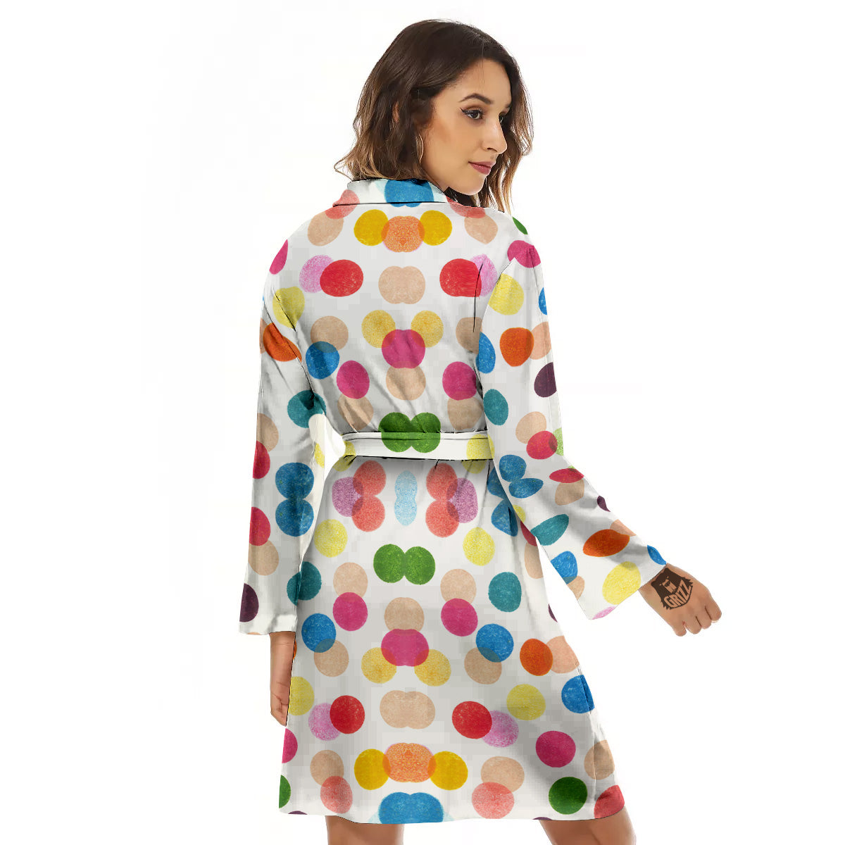 Abstract Colorful Polka Dots Print Pattern Women's Robe-grizzshop