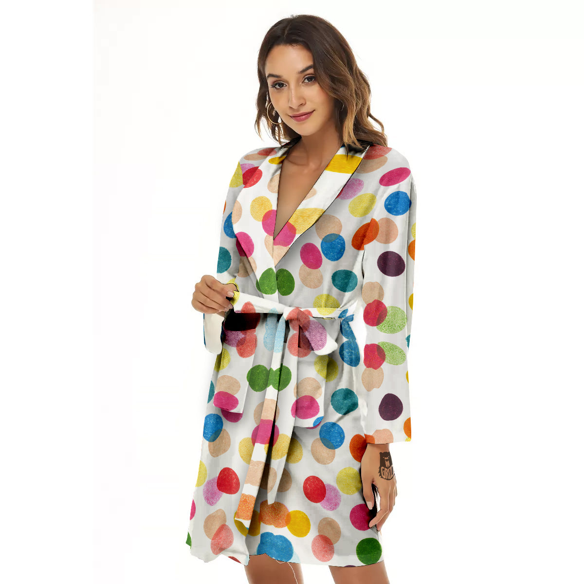 Abstract Colorful Polka Dots Print Pattern Women's Robe-grizzshop