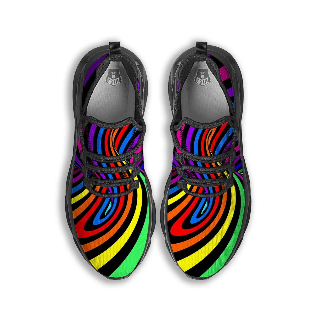 Abstract Colorful Psychedelic Black Running Shoes-grizzshop