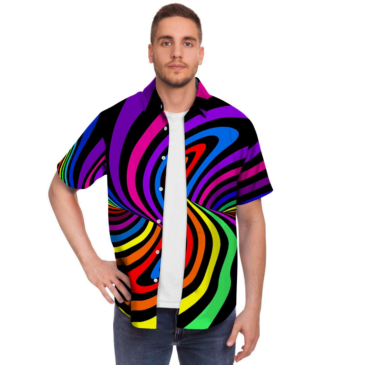 Abstract Colorful Psychedelic Men's Short Sleeve Shirt-grizzshop