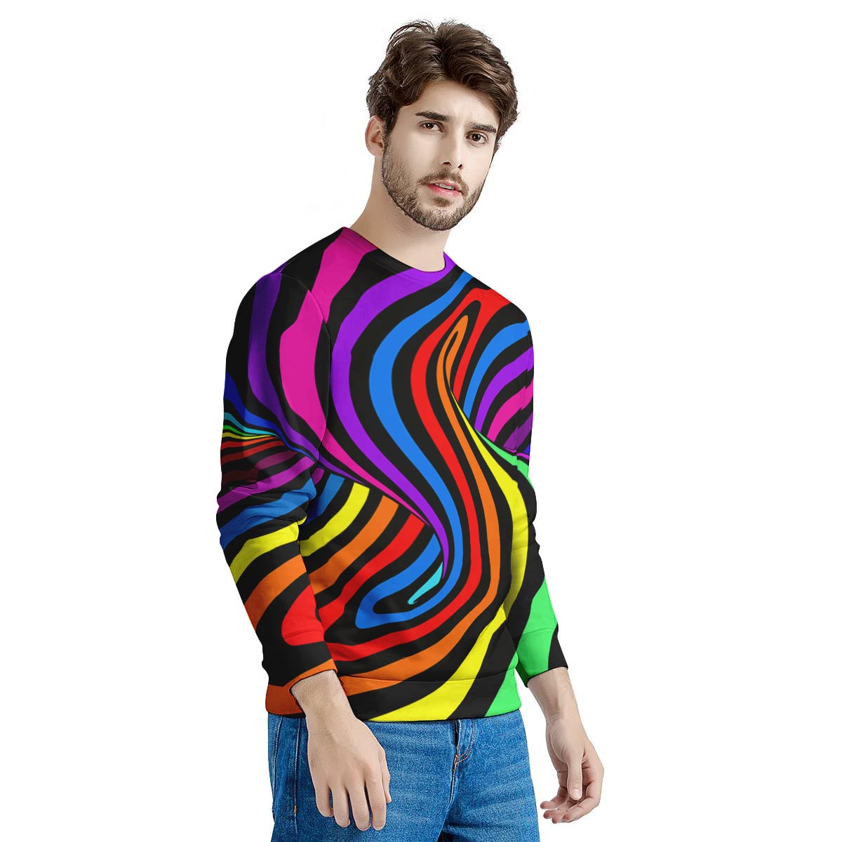 Abstract Colorful Psychedelic Men's Sweatshirt-grizzshop