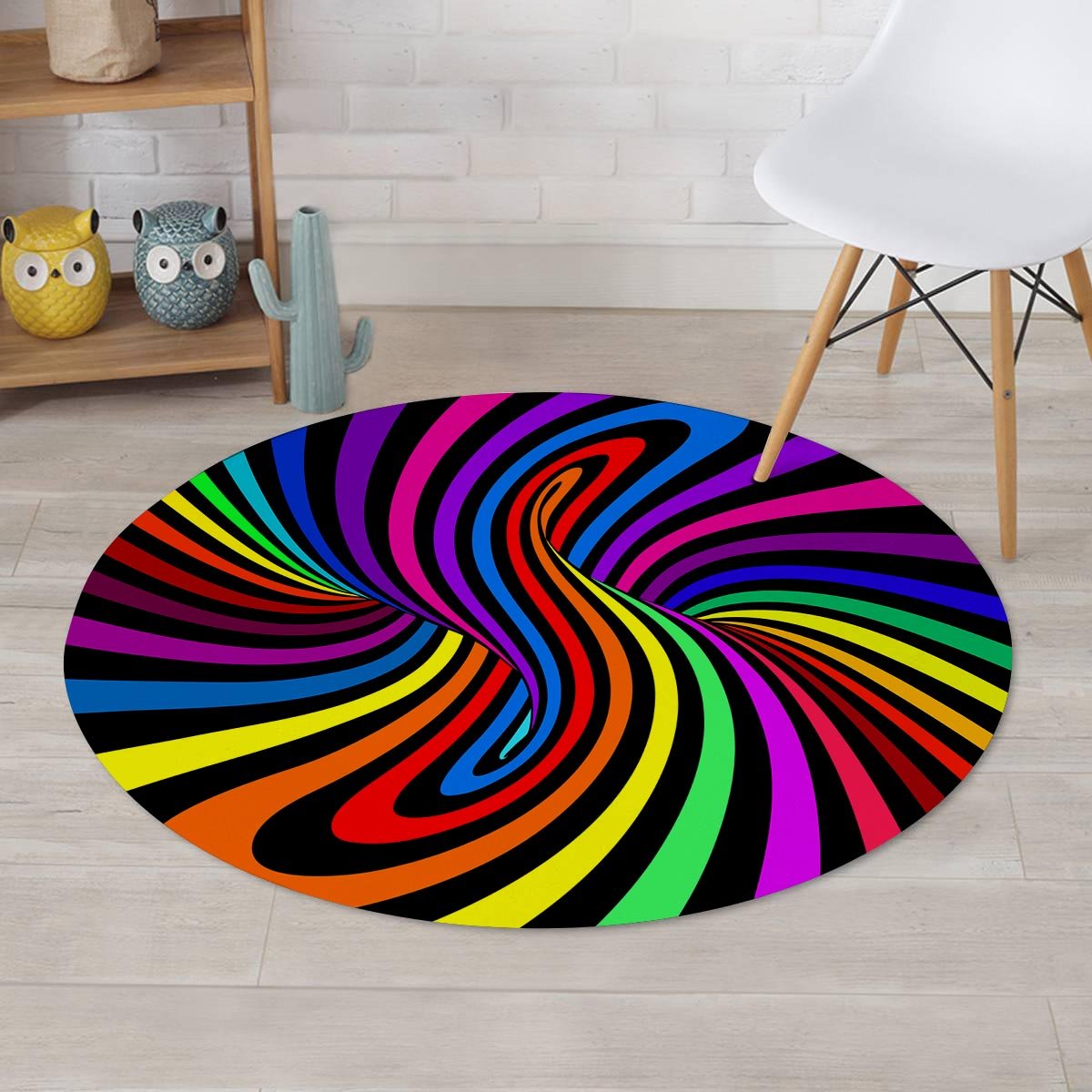 Abstract Colorful Psychedelic Round Rug-grizzshop