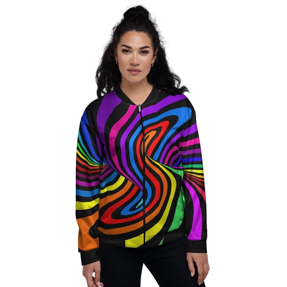 Abstract Colorful Psychedelic Women's Bomber Jacket-grizzshop