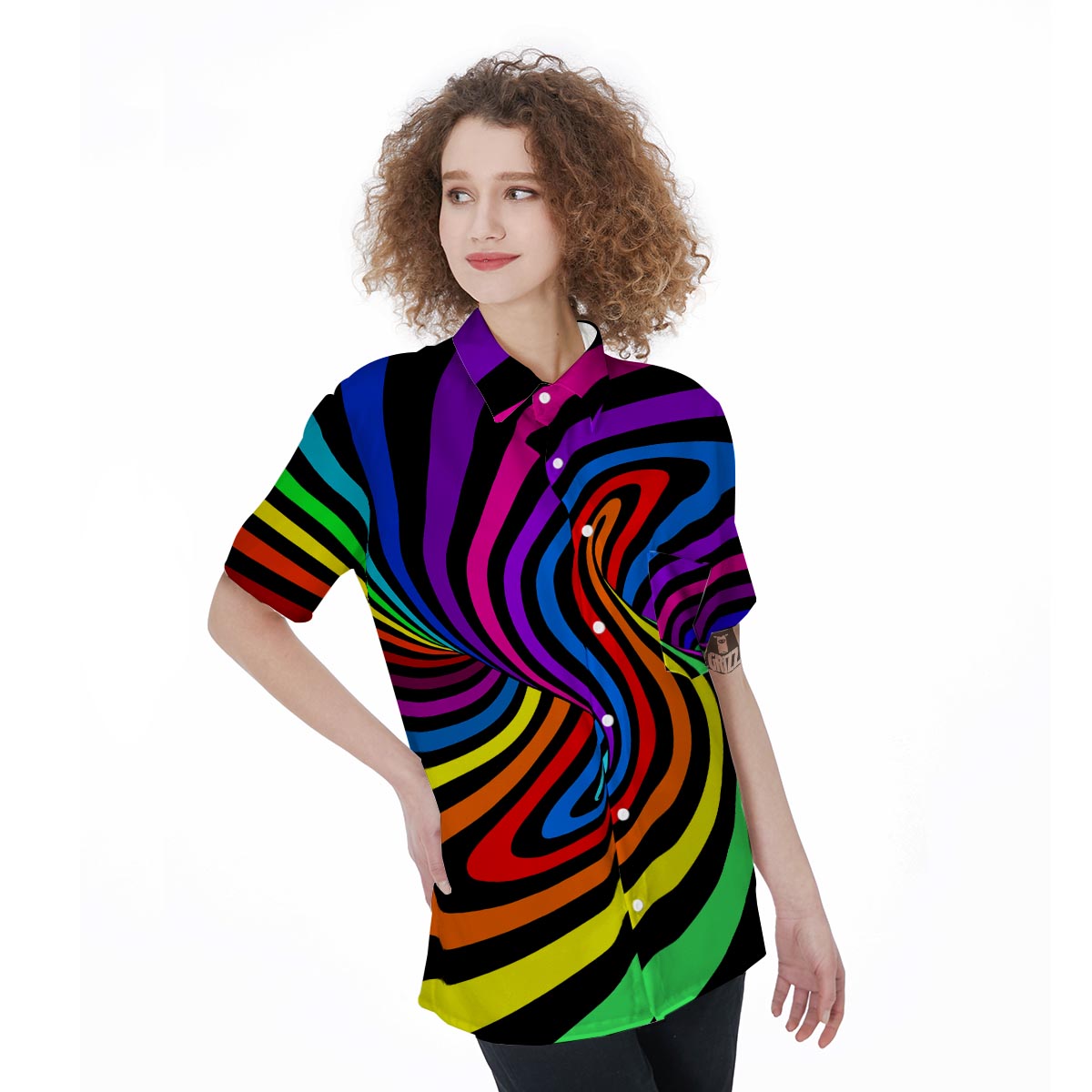 Abstract Colorful Psychedelic Women's Short Sleeve Shirts-grizzshop