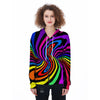 Abstract Colorful Psychedelic Women's Zip Up Hoodie-grizzshop