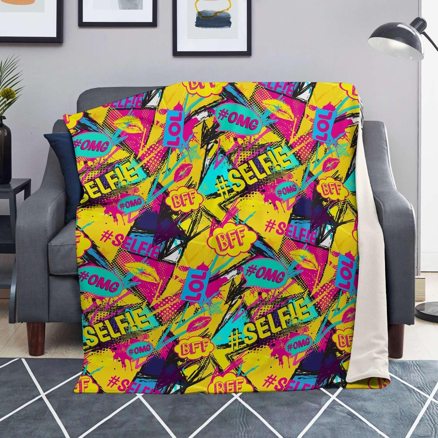 Abstract Comic Bubble Graffiti Print Blanket-grizzshop