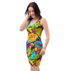 Abstract Comic Bubble Graffiti Print Bodycon Dress-grizzshop