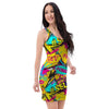 Abstract Comic Bubble Graffiti Print Bodycon Dress-grizzshop