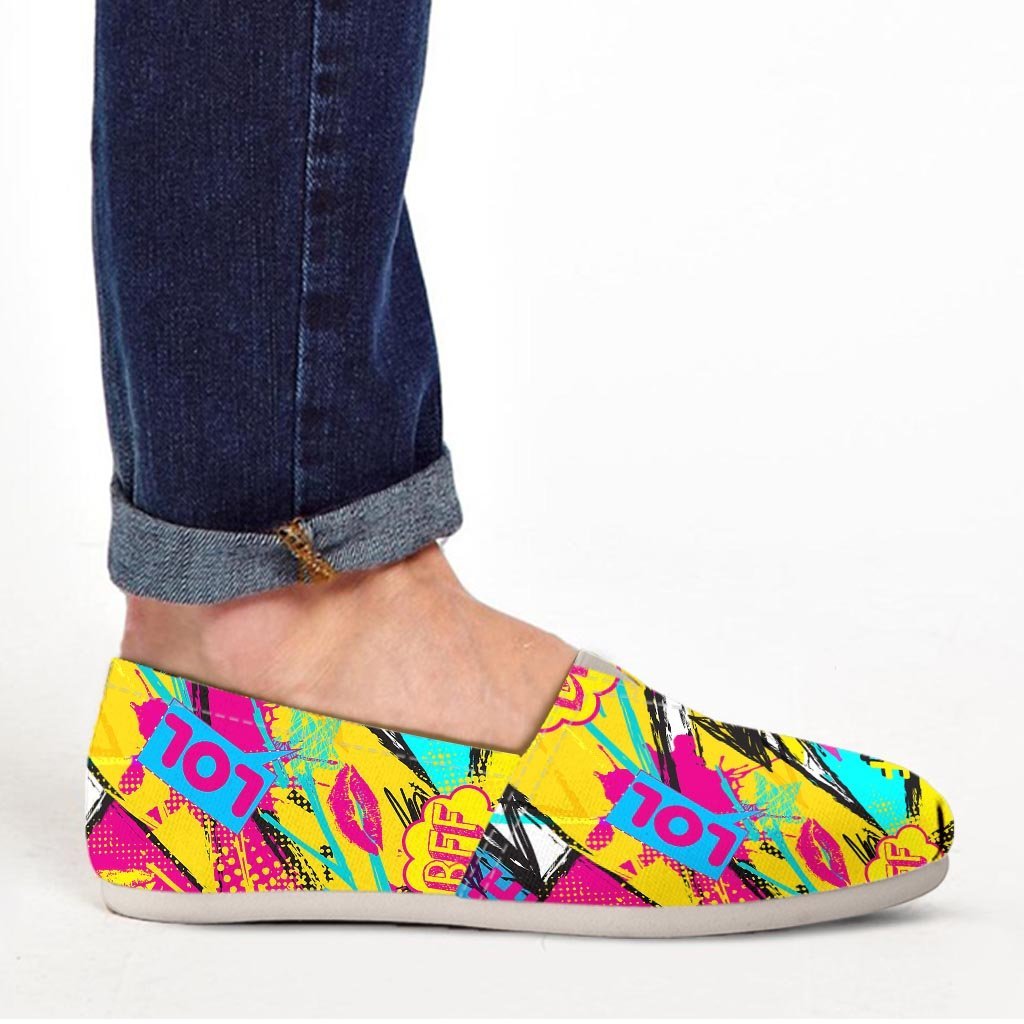 Abstract Comic Bubble Graffiti Print Canvas Shoes-grizzshop