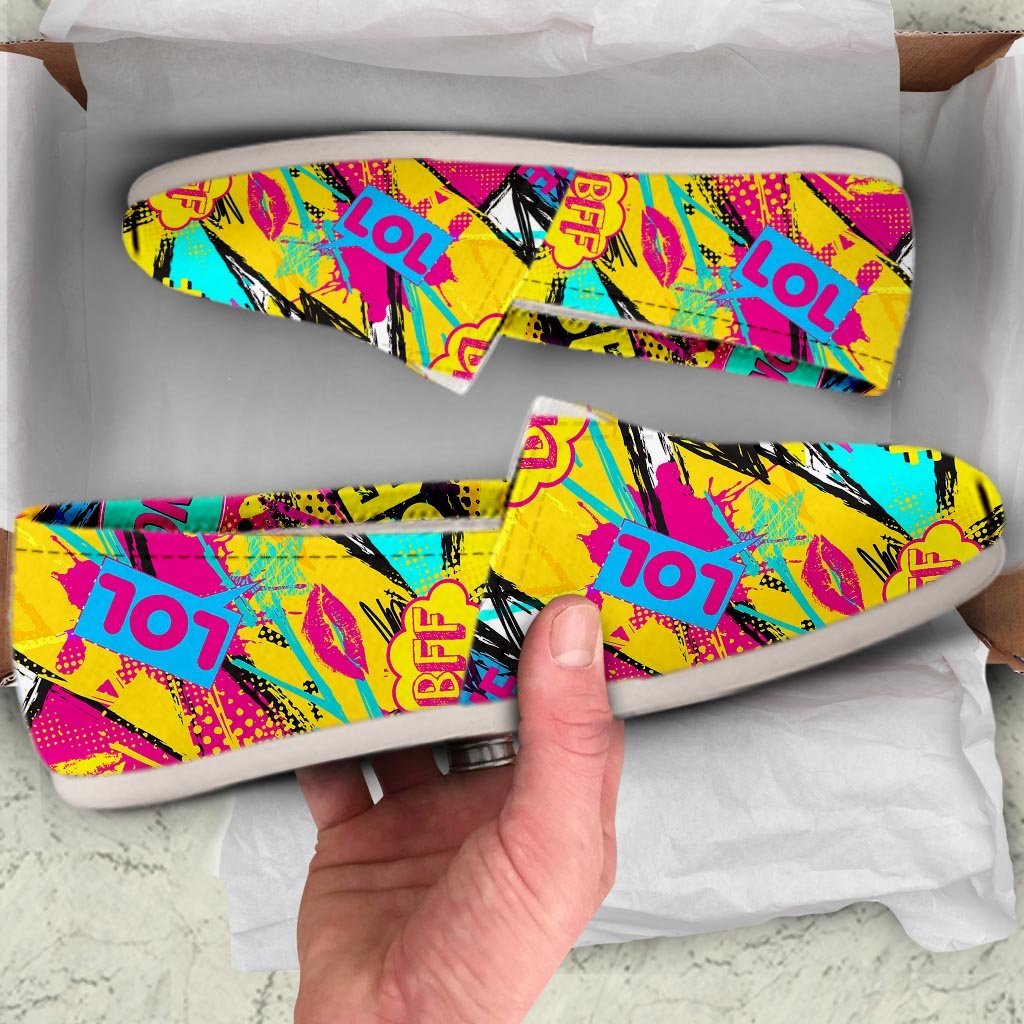 Abstract Comic Bubble Graffiti Print Canvas Shoes-grizzshop