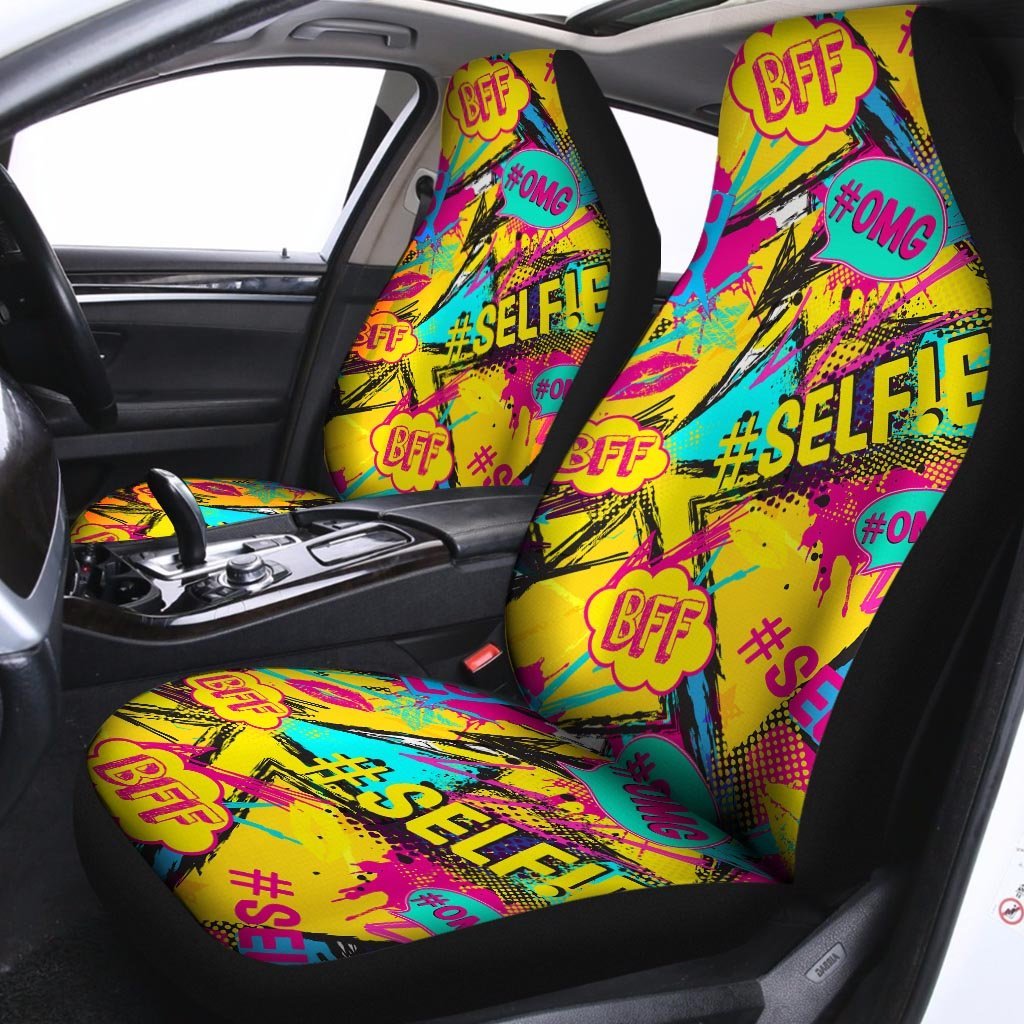 Abstract Comic Bubble Graffiti Print Car Seat Covers-grizzshop