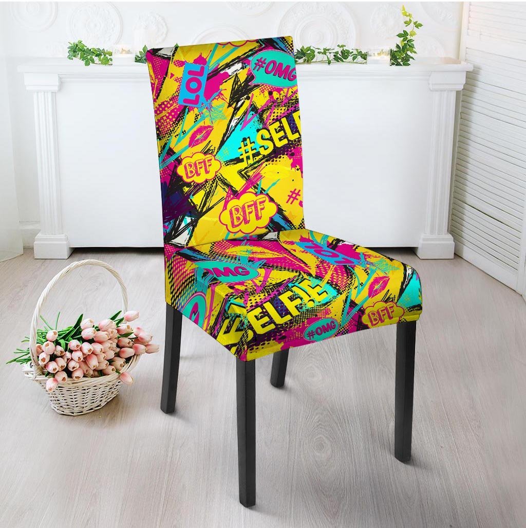 Abstract Comic Bubble Graffiti Print Chair Cover-grizzshop