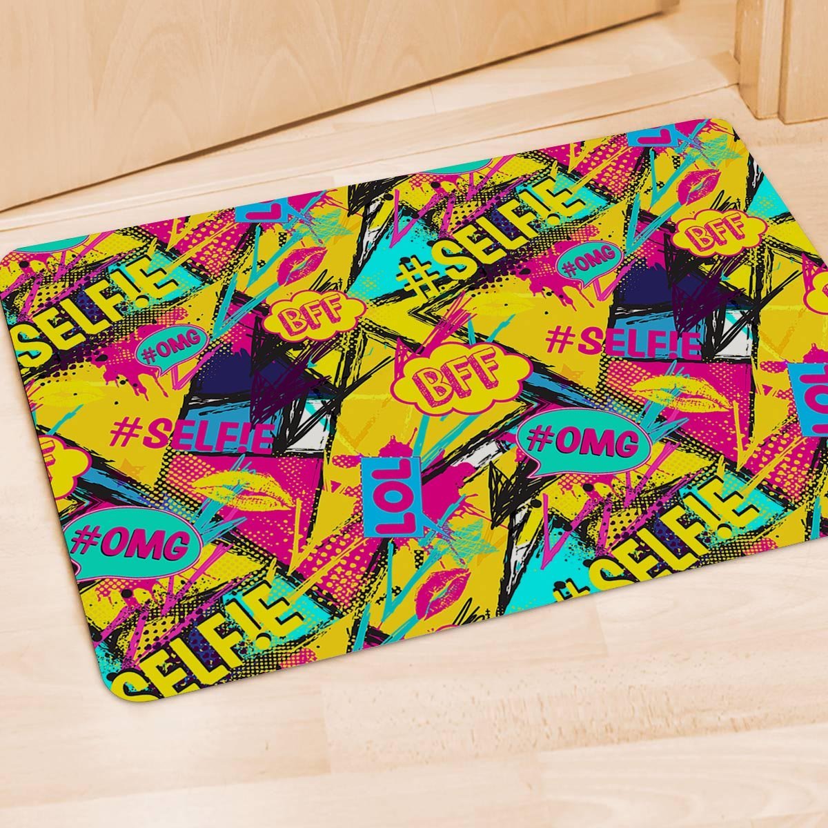 Abstract Comic Bubble Graffiti Print Door Mat-grizzshop