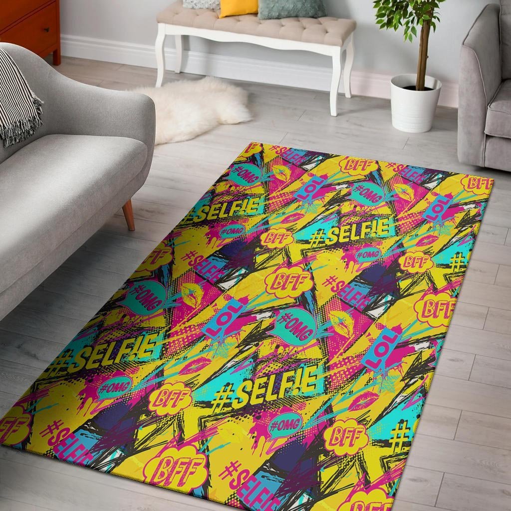 Abstract Comic Bubble Graffiti Print Floor Mat-grizzshop