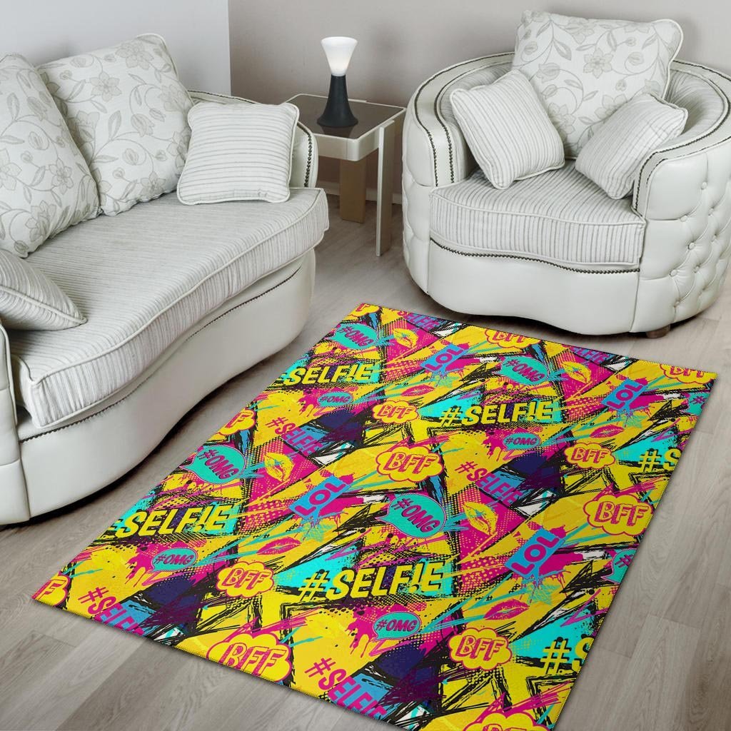 Abstract Comic Bubble Graffiti Print Floor Mat-grizzshop