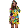 Abstract Comic Bubble Graffiti Print Hoodie Dress-grizzshop