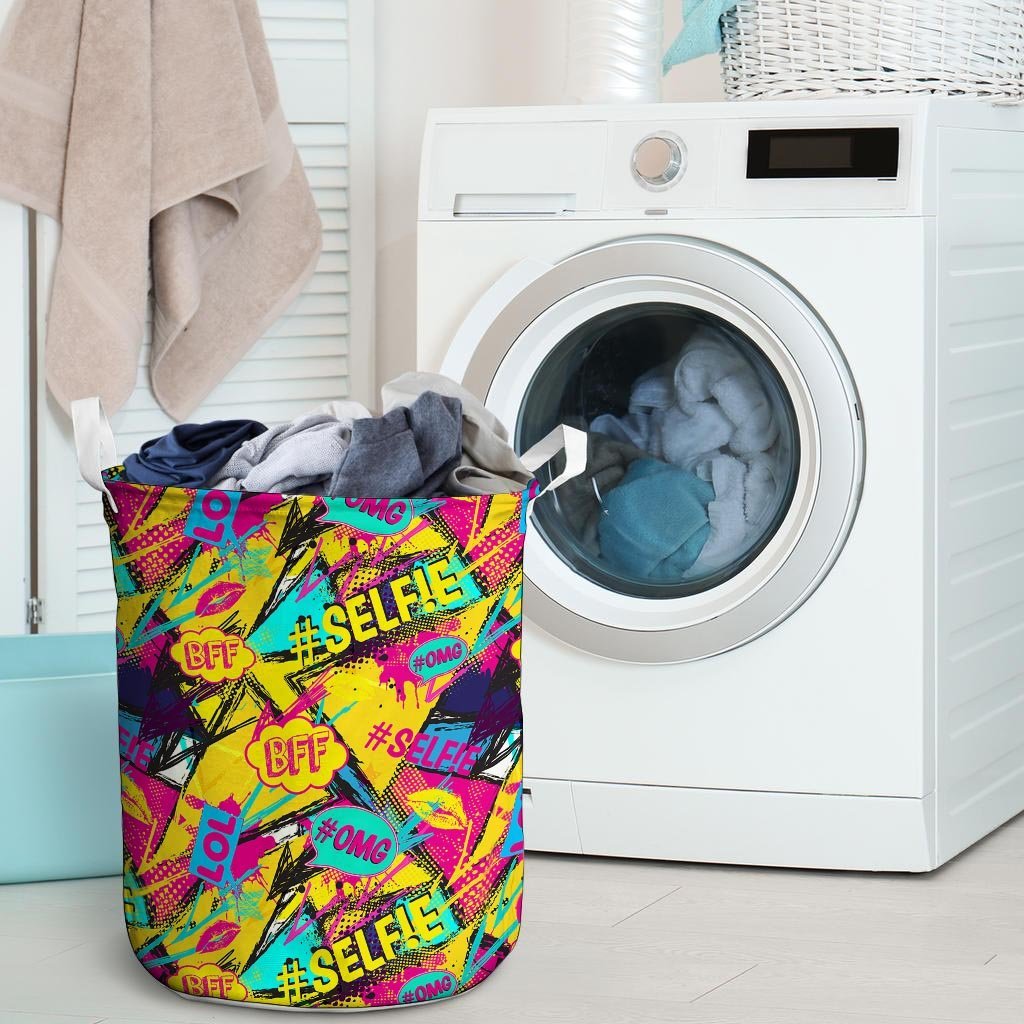 Abstract Comic Bubble Graffiti Print Laundry Basket-grizzshop