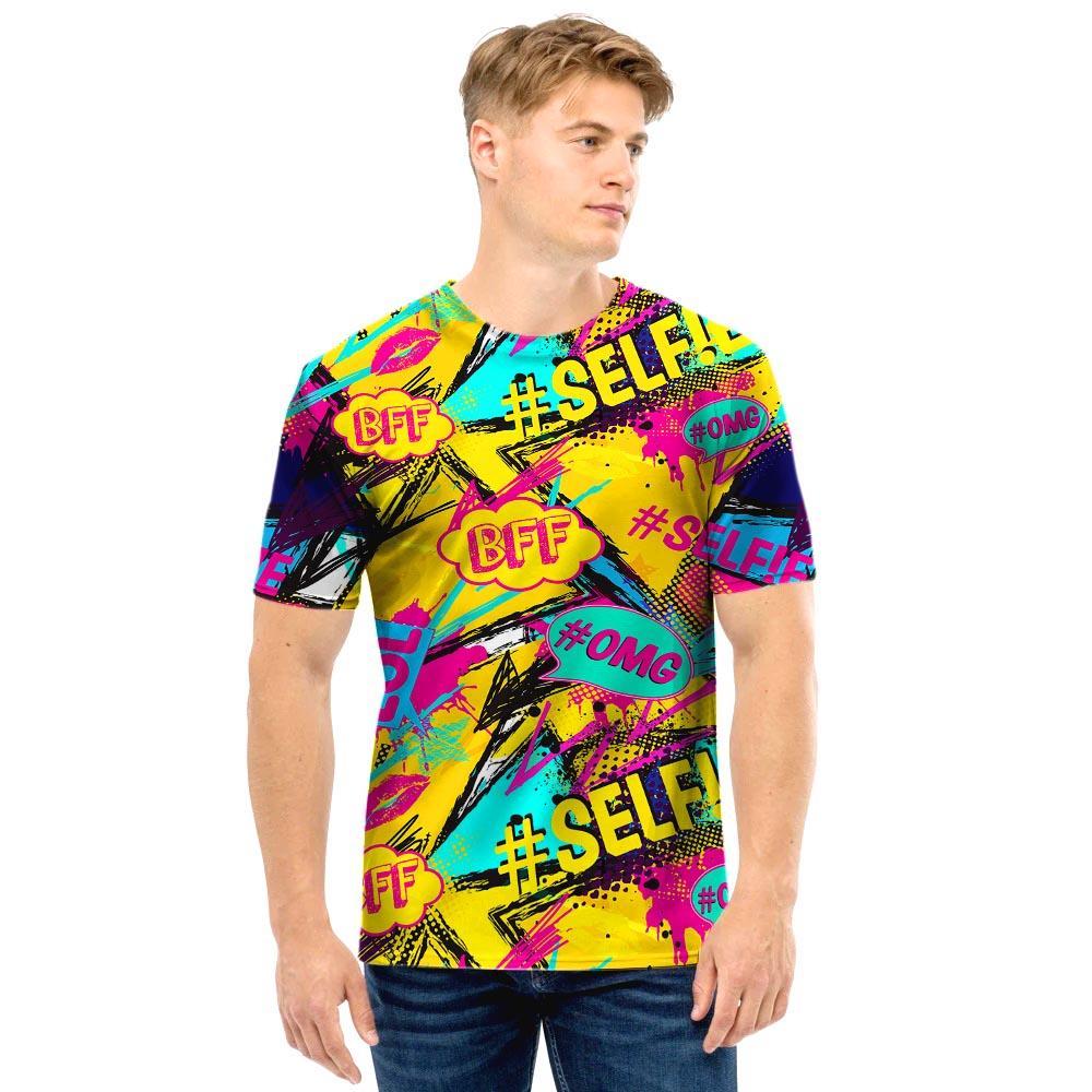 Abstract Comic Bubble Graffiti Print Men T Shirt-grizzshop