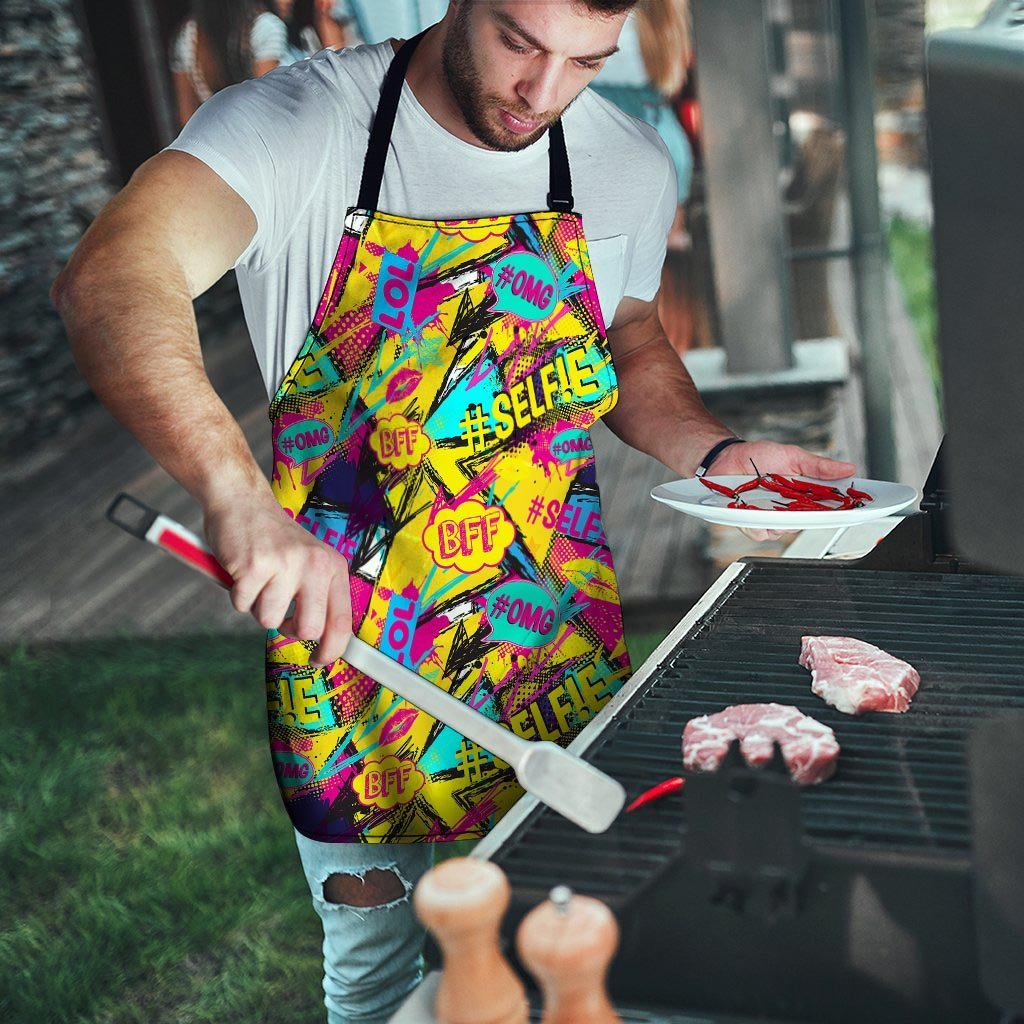 Abstract Comic Bubble Graffiti Print Men's Apron-grizzshop