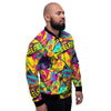 Abstract Comic Bubble Graffiti Print Men's Bomber Jacket-grizzshop