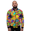 Abstract Comic Bubble Graffiti Print Men's Bomber Jacket-grizzshop