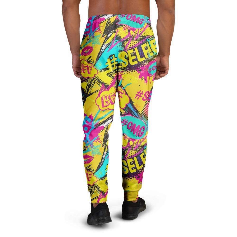 Abstract Comic Bubble Graffiti Print Men's Joggers-grizzshop