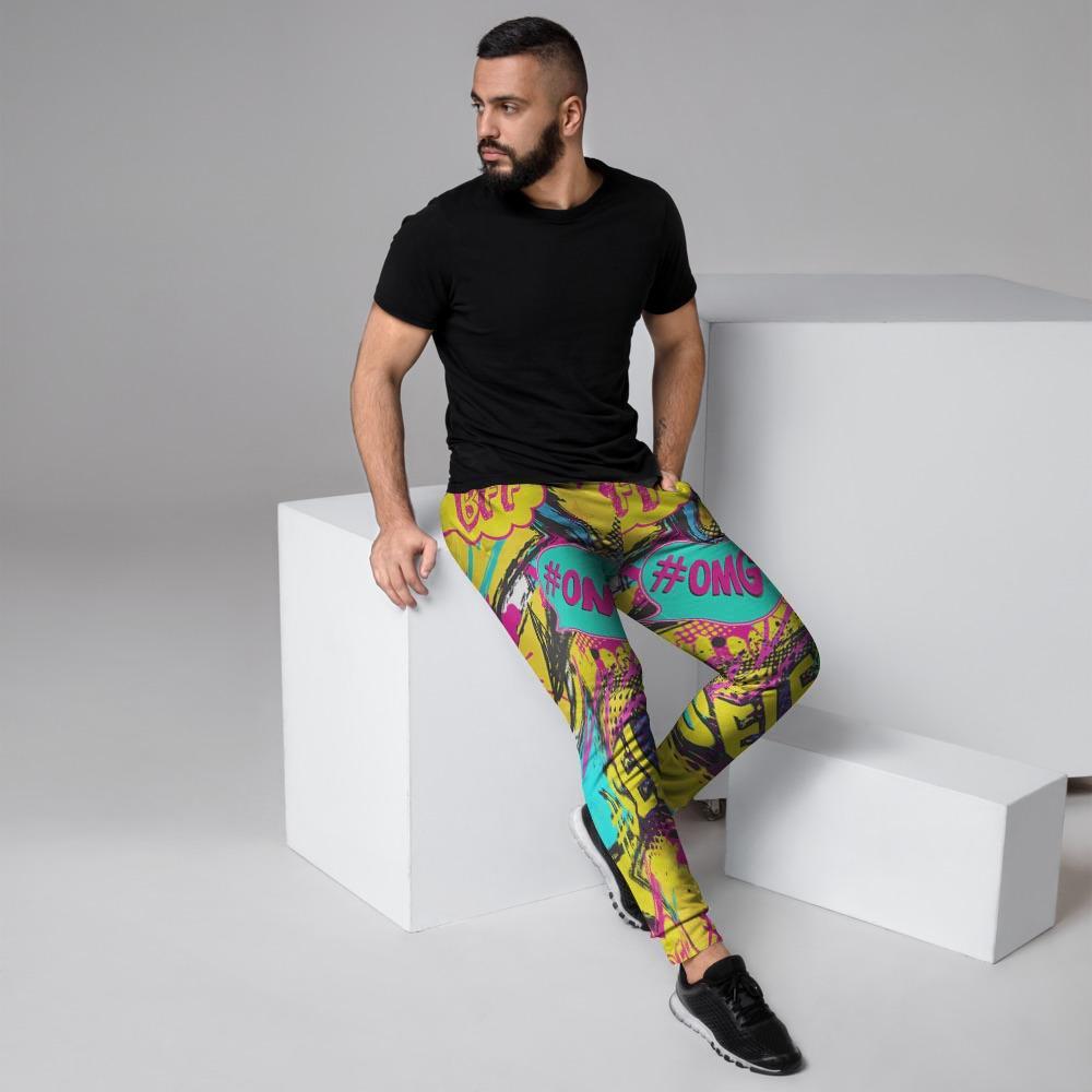 Abstract Comic Bubble Graffiti Print Men's Joggers-grizzshop