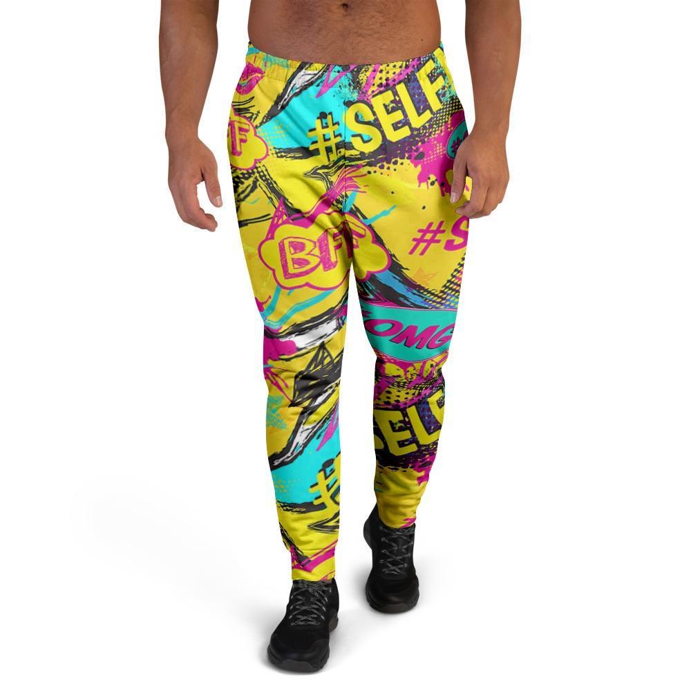 Abstract Comic Bubble Graffiti Print Men's Joggers-grizzshop