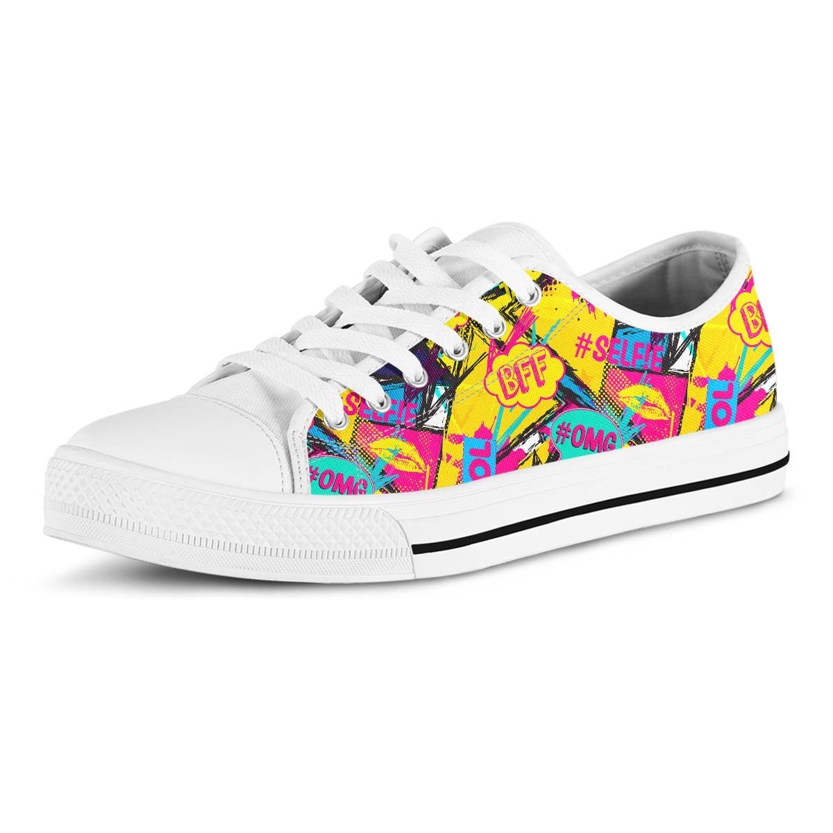 Abstract Comic Bubble Graffiti Print Men's Low Top Shoes-grizzshop